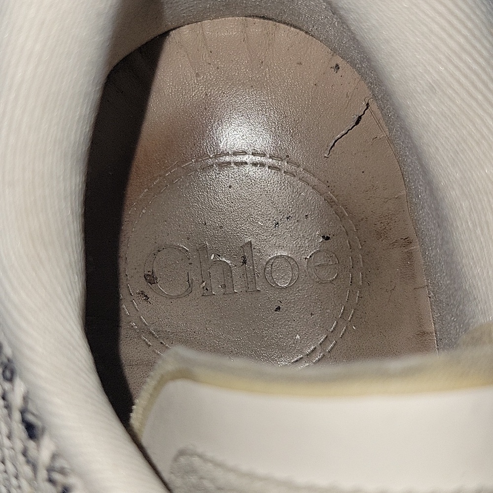 Chloe Nama Platform Beige Knit Sneakers Sz 37 7 - Picture 14 of 16